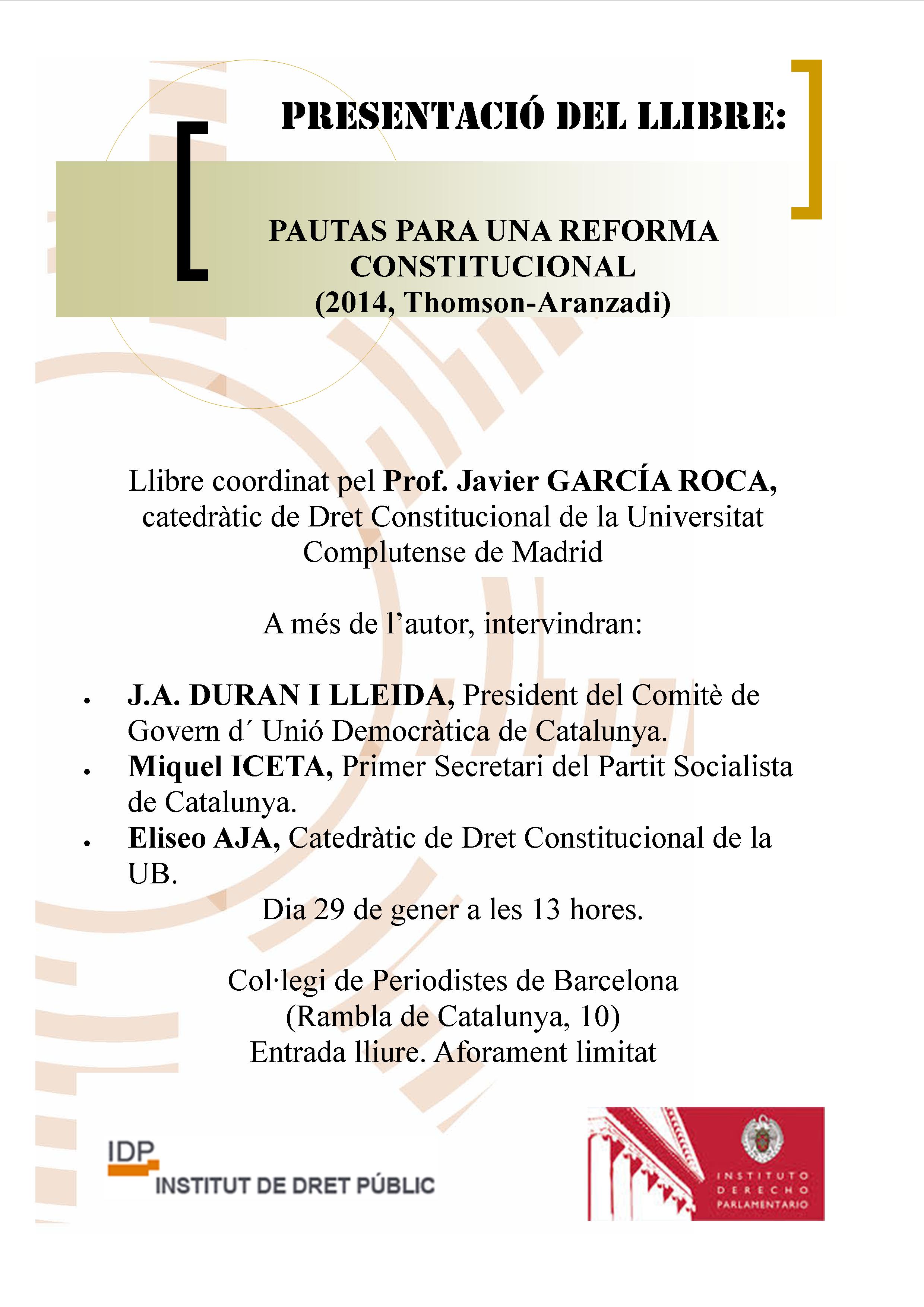 Presentaci N Del Libro Pautas Para Una Reforma Constitucional